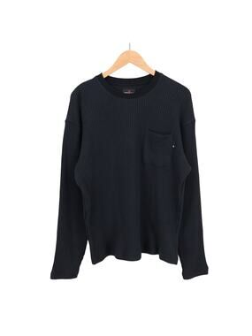 American Giant Men's Waffle Knit Long Sleeve Stretch Crewneck Black Size Large